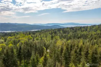 Aerial View from Lot 11 looking towards Lake Whatcom, Bellingham, Bay, & Islands