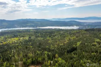 Aerial View from Lot 11 looking towards Lake Whatcom, Bellingham, Bay, & Islands