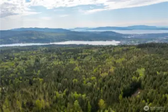 Aerial View from Lot 11 looking towards Lake Whatcom, Bellingham, Bay, & Islands