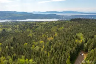 Aerial View from Lot 11 looking towards Lake Whatcom, Bellingham, Bay, & Islands