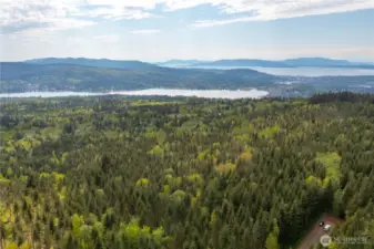 Aerial View from Lot 11 looking towards Lake Whatcom, Bellingham, Bay, & Islands