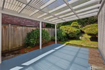 Patio behind the home.