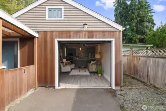 Park your car inside and enjoy the covered walkway to the main home.