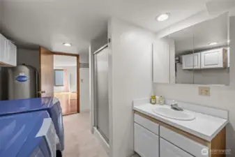 3/4 bath and laundry room.