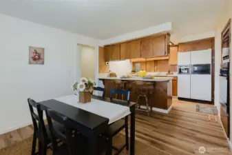 Dining room looking into kitchen