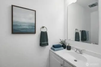 Photo is staged. Primary Bathroom.