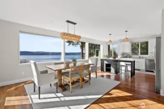 Open kitchen and dining.