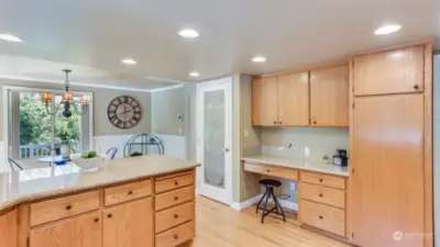 Enjoy a built-in desk in the kitchen, truly making this the heart of the home.