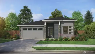 Rendering depicts 2-car garage. This home will have a 3-car garage.