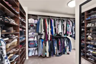 custom closet organizer in primary room