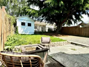 View of yard and garage