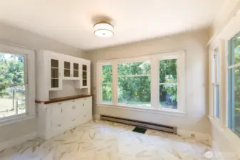 Built in hutch with large dining space.