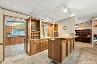 Wet bar with mini fridge