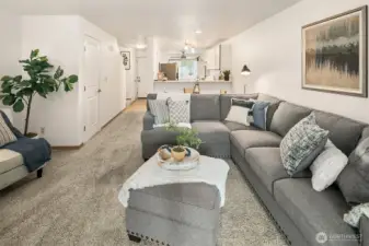 Perfectly balanced living, dining and kitchen spaces.