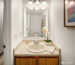 Powder room off of entry.
