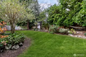This Northwest Seattle Broadview home features a spacious and level back yard, great for entertaining and outdoor activities.
