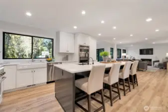 Kitchen opens to family room
