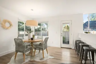 Eating are just off the kitchen