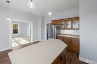 Unit 2 kitchen looking toward living room