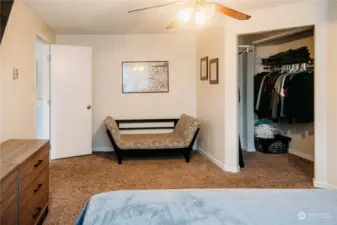 Large primary bedroom with walk in closet