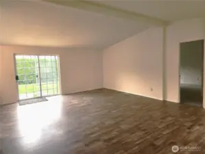 Living room with vaulted ceiling