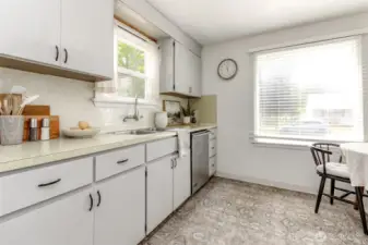Open kitchen with eating space