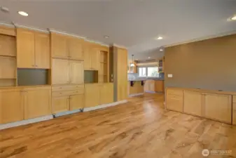 Family room, custom built-ins, table & desk
