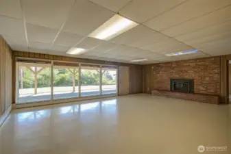 Rec Room in basement, gas fireplace