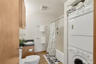 Bathroom with in unit Washer and Dryer
