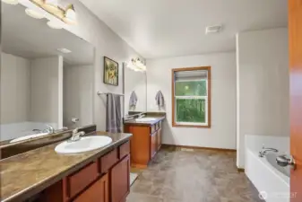 Spacious primary bathroom.