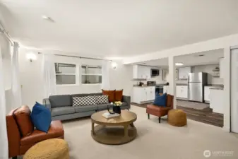 On the lower level there is a huge family room.