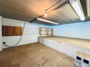 Storage area that is two parking spots wide with two levels for all your storage needs