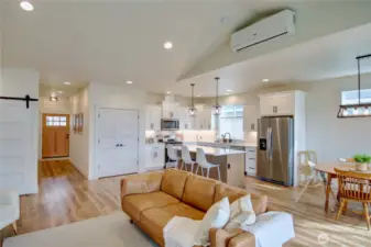 Open concept with energy efficient ductless heating and A/C