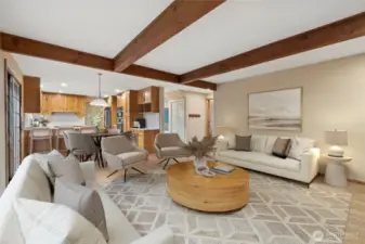 Virtual staging helps you to see just how large and roomy the family room is.