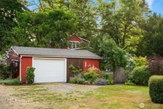 garage with shop