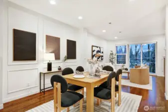 Generous layout for proper dining table and zoned floorplan