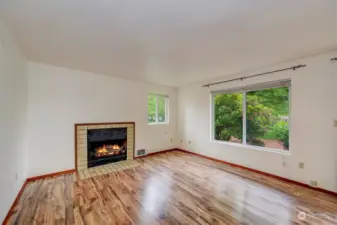 Living Area with Wood Burning Fireplace