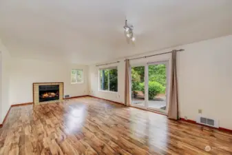 Overall View of Living/Dining Area with Laminate Flooring