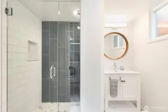 Beautifully updated 3/4 bath on lower level.