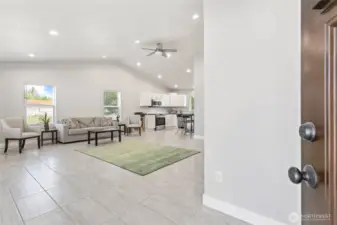 The entryway opens to the living room