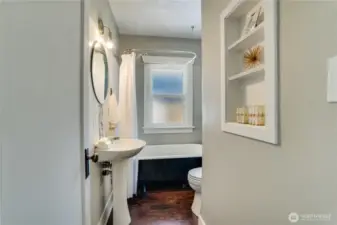 Updated bathroom with a stylish freestanding tub
