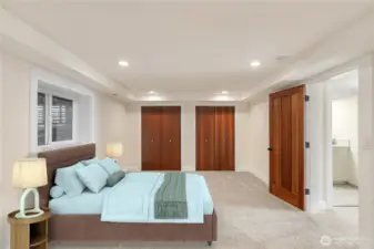 Spacious bedroom on the basement level with double closets
