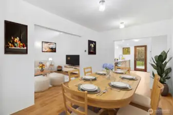 Virtually staged dining room.