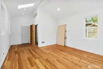 Extra unfinished space in back of garage