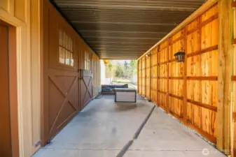 Carport area at front of barn