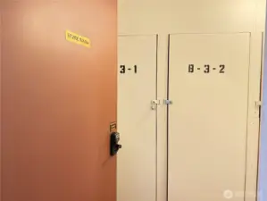 Secure, double locked storage area. Across hallway from condo.