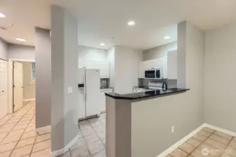 Kitchen with breakfast counter.