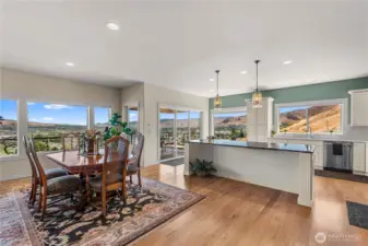 Kitchen and formal dining Room, with covered deck access.