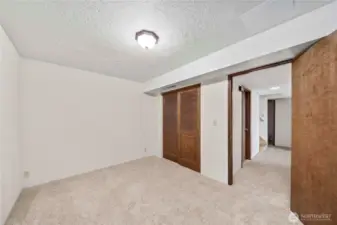 This room would make a better office or media room, since there are no windows. The tax records count this as a bedroom w/ a closet.