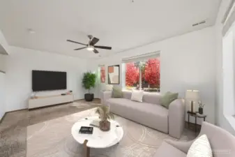 Living area 2nd view Virtually staged